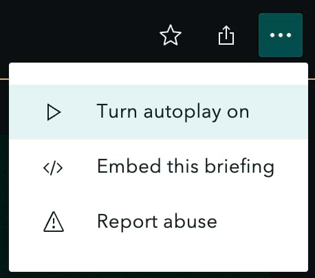 Autoplay is available in the briefing header's actions menu
